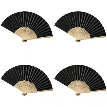 EY # Ручной вентилятор Карманный складной вентилятор DIY Бамбуковый бумажный вентилятор для свадебной вечеринки(черный)