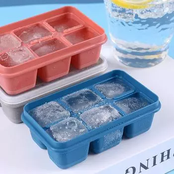 EY# Silicone Square Ice Mold with Lid DIY Ice Tray Mould Accessory (Blue)