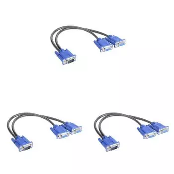 EY# VGA Splitter Cable 1 Computer to Dual 2 Monitor Male to Female Wire (Blue)