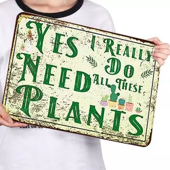 EY# Винтажная металлическая пластина с растениями и словами, прямоугольная железная картина, настенное искусство, декор40x