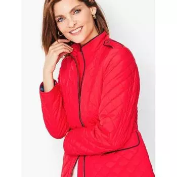 Eye-Catching Trim Stand Collar Lightweight Warm Cotton-Padded Jacket for Plump Girls Red L