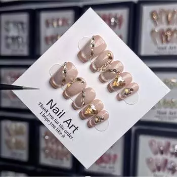 Eye Handmade Cat Gradient Heart Shaped Rhinestone Nail Patch Wearable Patch Nail M