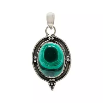 Eye In Malachite - Congo 925 Sterling Silver Pendant V4776, Green Pendant, Oval Pendant, Valentin s Day Gift, Gift For Her, Birthday Gift, Handmade Je
