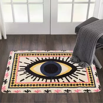Eye pattern imitation cashmere carpet thickened non slip door mat decorative pad 40cm x 60cm
