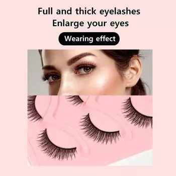 Eye Tail Lengthening 3D Curl Fake Lashes Full Strip Faux Mink Lashes Makeup Tools 5Pairs