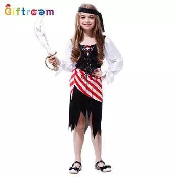 Eyecatching Pirate Costume For Young Girls Featuring Soft Polyester Fabric And Colors Bright M