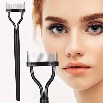 Инструмент для разделения ресниц, стальные зубчики, расческа для ресниц, щеточка для бровей и ресниц с крышкой, дугообразный дизайн, расческа для туши для женщин, макияж глаз