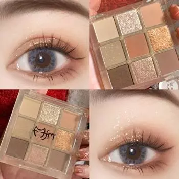 Eyeshadow Eye Makeup Eye Stick Glitter Shadow Palette Pearl Eye Aegyosal Eye Makeup 9 Colors Pigment Makeup, Wine Red