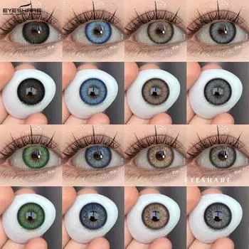 EYESHAER Цветные контактные линзы последние модели Черные большие линзы для очков Коричневые натуральные линзы Фиолетово-серые модные линзы Зеленые линзы 1 пара