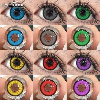 EYESHARE 1 пара цветных контактных линз Bella для глаз, зеленые линзы для косплея, красота, ученики, ежегодно