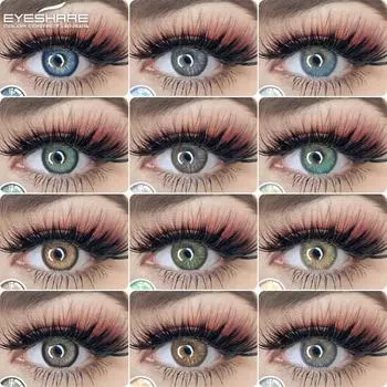 EYESHARE 1 пара контактных линз натурального цвета для глаз, коричневые линзы, голубые контакты, линзы для глаз зеленого и серого цвета