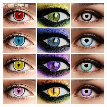 Eyeshare 1 пара красивых косметических красочных контактных линз для зрачков глаз, линзы для косплея на Хэллоуин, сумасшедшие линзы для глаз
