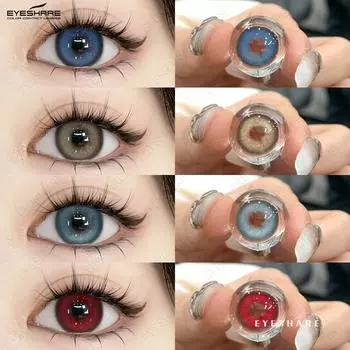 EYESHARE 1 пара совершенно новых модных цветных контактных линз, синие линзы, зеленые косметические линзы, коричневые серые корейские популярные линзы, цветные косметические красные линзы