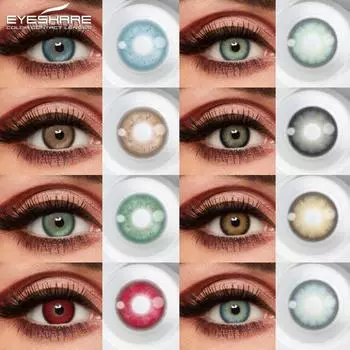 Eyeshare 2 шт = 1 пара цветных контактных линз для глаз, голубые цветные линзы, красные линзы, натуральные линзы на год 14,2 мм