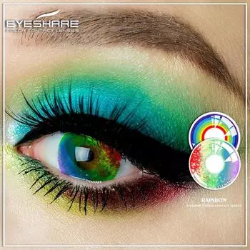 Eyeshare 2 шт./1 пара, серия RAINBOW, мягкие цветные контактные линзы для косплея, косметические контактные линзы для глаз, ежегодные контакты в стиле аниме на Хэллоуин