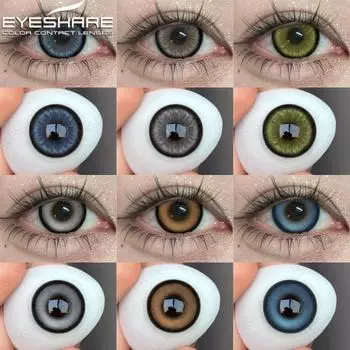 Eyeshare 2 шт. Синие цветные контактные линзы для глаз, натуральные косметические контактные линзы для глаз, зрачок, ежегодное использование