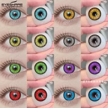 EYESHARE Colored Contact Lenses Japanese Anime COSPLAY Red Makeup Colored Lenses Halloween Purple Eye Beauty Lenses Green Makeup Contact Lenses 1 Pair