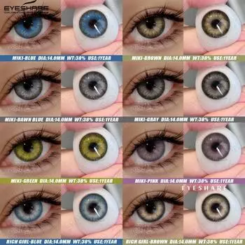 EYESHARE Colored Contact Lenses Pink Fashion Contact Lenses Green Natural Fashion Beauty Contact Lenses Blue Makeup Colored Soft Lenses 2PCS