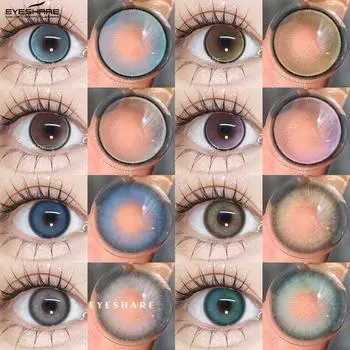 Eyeshare Цветные контактные линзы 1 пара фиолетовые новые модные контактные линзы коричневые натуральные цветные контактные линзы голубые цветные косметические мягкие линзы