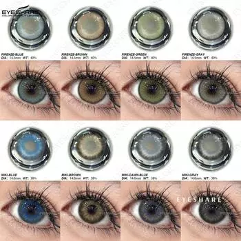 EYESHARE цветные контактные линзы 2 шт. годовые одноразовые натуральные большие голубые линзы красивые мягкие линзы для глаз красивые зеленые линзы для зрачков