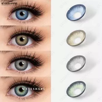 EYESHARE Цветные контактные линзы 2 шт. Синие цветные линзы для макияжа глаз Коричневые натуральные косметические линзы Зеленые модные косметические невидимые мягкие линзы