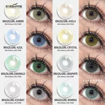 EYESHARE Цветные контактные линзы 2 шт. Синие линзы для очков Ледяно-серые контактные линзы Светло-голубые линзы Фиолетовые линзы для очков
