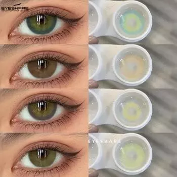 EYESHARE Цветные контактные линзы 2 шт. Желто-зеленые натуральные и удобные контактные линзы Рассветно-голубые модные контактные линзы Цветные косметические линзы
