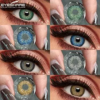 Eyeshare Цветные контактные линзы для глаз Модные цветные зрачки для глаз Ежегодные натуральные круглые синие линзы для глаз