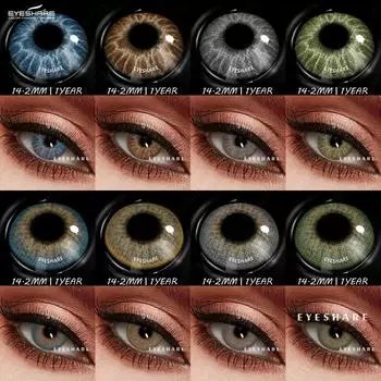Eyeshare Цветные контактные линзы для макияжа глаз, светло-голубые линзы, зеленые цветные контактные линзы, натуральные коричневые годовые линзы, 1 пара