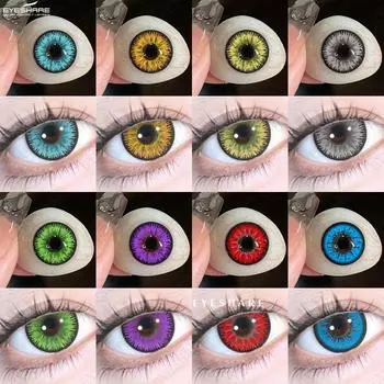EYESHARE Цветные контактные линзы Косплей Аниме Персонаж Макияж глаз Линзы Красные Хэллоуин Карнавальная ночь Контактные линзы Фиолетовые Красота Мягкие линзы 1 пара