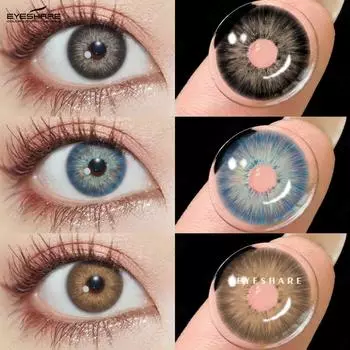 Eyeshare Цветные контактные линзы, натуральные черные, годовые одноразовые линзы, фиолетовые, модные, невидимые линзы, зеленые цветные линзы, 1 пара