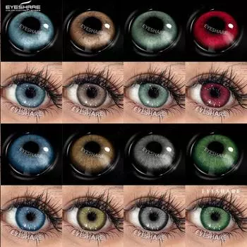EYESHARE Цветные контактные линзы Натуральные цветные линзы Черные зрачки Синие контактные линзы Зеленые контактные линзы Модные красные контактные линзы 1 пара