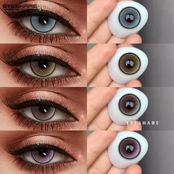 Eyeshare Цветные контактные линзы Новые синие контактные линзы Ежегодные удобные зеленые контактные линзы Коричневый натуральный цвет глаз Мягкие линзы 1 пара