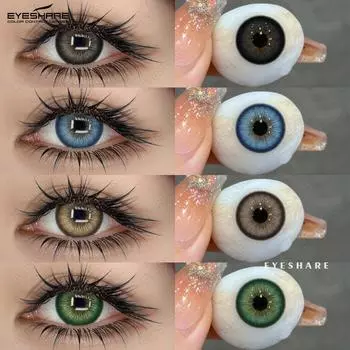 Eyeshare Цветные контактные линзы Последняя модель Черные контактные линзы Контактные линзы цвета океана Контактные линзы цвета «Ocean Blue» Натуральные линзы с оттенком «Off-White» Цветные косметические линзы 1 пара