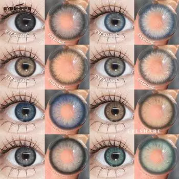 Eyeshare Цветные контактные линзы, последняя модель, черные натуральные мягкие линзы, темно-зеленые косметические цветные контактные линзы, коричневые косметические линзы, 1 пара