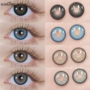 EYESHARE Цветные контактные линзы Последняя модель Темно-синие линзы Зеленые модные контактные линзы Фиолетово-серые линзы Коричневые линзы 1 пара 0
