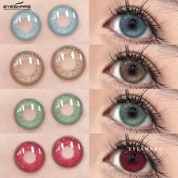 Eyeshare Цветные контактные линзы Rebellious Girl Красные линзы для очков Линзы смешанной крови Натуральные синие контактные линзы Натуральные коричневые линзы 1 пара