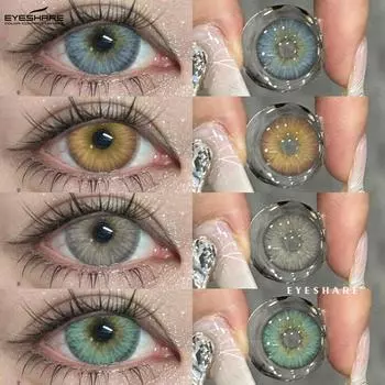 Eyeshare Цветные контактные линзы, светло-голубые линзы, зеленые модные контактные линзы, серые линзы, цветные коричневые линзы для макияжа, 1 пара