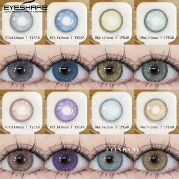 EYESHARE Цветные контактные линзы Ярко-синие модные годовые одноразовые мягкие линзы Розовые контактные линзы Фиолетовые модные цветные линзы 1 пара