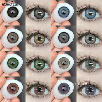 EYESHARE Цветные натуральные контактные линзы Черные контактные линзы Синие модные косметические линзы Ежегодные серые цветные мягкие линзы для макияжа 1 пара