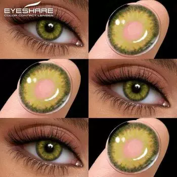 Eyeshare Контактные линзы MIKI для глаз, модные зеленые контактные линзы Colorcon, красивые натуральные контактные линзы для глаз, годовое использование, 2 шт./пара
