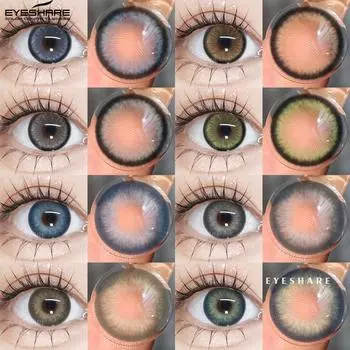EYESHARE Модные цветные контактные линзы Контактные линзы для макияжа Атмосферные синие линзы Годовые коричневые контактные линзы Мягкие цветные косметические линзы 1 пара