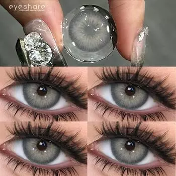 Eyeshare Natural Color Контактные линзы Годовой Серый Косметический Мягкие Контактные Линзы Для Глаз 2 шт Синие/Коричневые Линзы