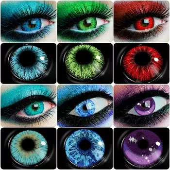 Eyeshare НОВЫЕ цветные контактные линзы для косплея, синие линзы для глаз в стиле аниме, цветные линзы на Хэллоуин, красные контактные линзы, косметический макияж