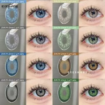Eyeshare Новые цветные контактные линзы 1 пара/год Новые светло-голубые контактные линзы Коричневые натуральные косметические мягкие линзы Зеленые модные контактные линзы для макияжа