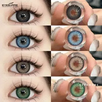 EYESHARE Новые цветные контактные линзы для больших глаз Черные линзы Сапфирово-синие контактные линзы Зеленые линзы Серые контактные линзы натурального цвета 1 пара 0