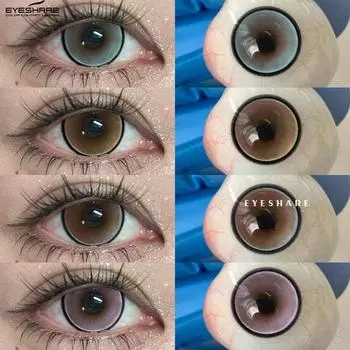EYESHARE Новые цветные контактные линзы Модные фиолетовые мягкие линзы Коричневые натуральные цветные контактные линзы Розовые коричневые линзы Цветные косметические линзы 1 пара