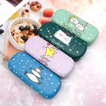 Eyewear Bag Star Print Square Eyeglass Hard Box Spectacle Case Glasses Box Reading Glasses Case зелёный
