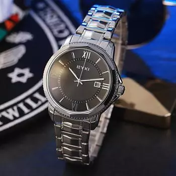 EYKI Ретро Бизнес Повседневный Календарь Кварцевые Часы Женские Корейский Стиль Модные Стальной Браслет Парные Часы Мужские