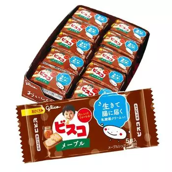 Ezaki Glico Mini Pack 5 шт. x 40 шт. Витамин D Кальций Пищевые волокна Печенье Сладости Сладости В индивидуальной упаковке [Bisco (кленовый)] В1, В2,